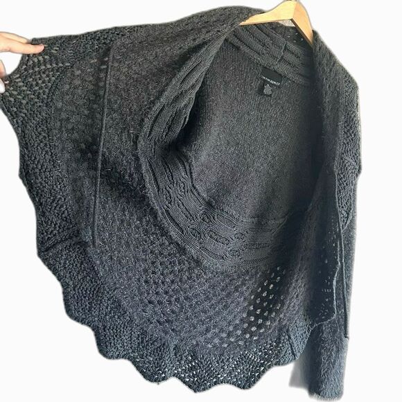 Cynthia Rowley Circular Sweater Grey Soft Jacquard Tie Front Long Sleeve Sz XL - Picture 6 of 7